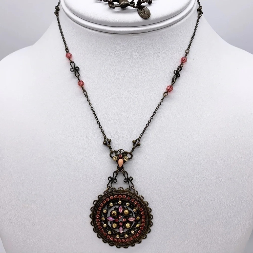 Sorrelli Red Pink Gold AB Crystal Pendant Necklace